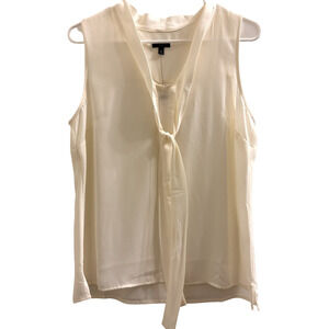 NWT Talbots Cream Polyester Sleeveless Tie Front Blouse